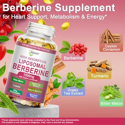 Berberin mit Ceylon-Zimt – Berberin Supplement 1500mg mit Bittermelone Kurkuma für Stoffwechsel, Immunsystem & Verdauung – Hochabsorbierende extra starke Berberin Softgels – Vegan, Nicht-GVO
