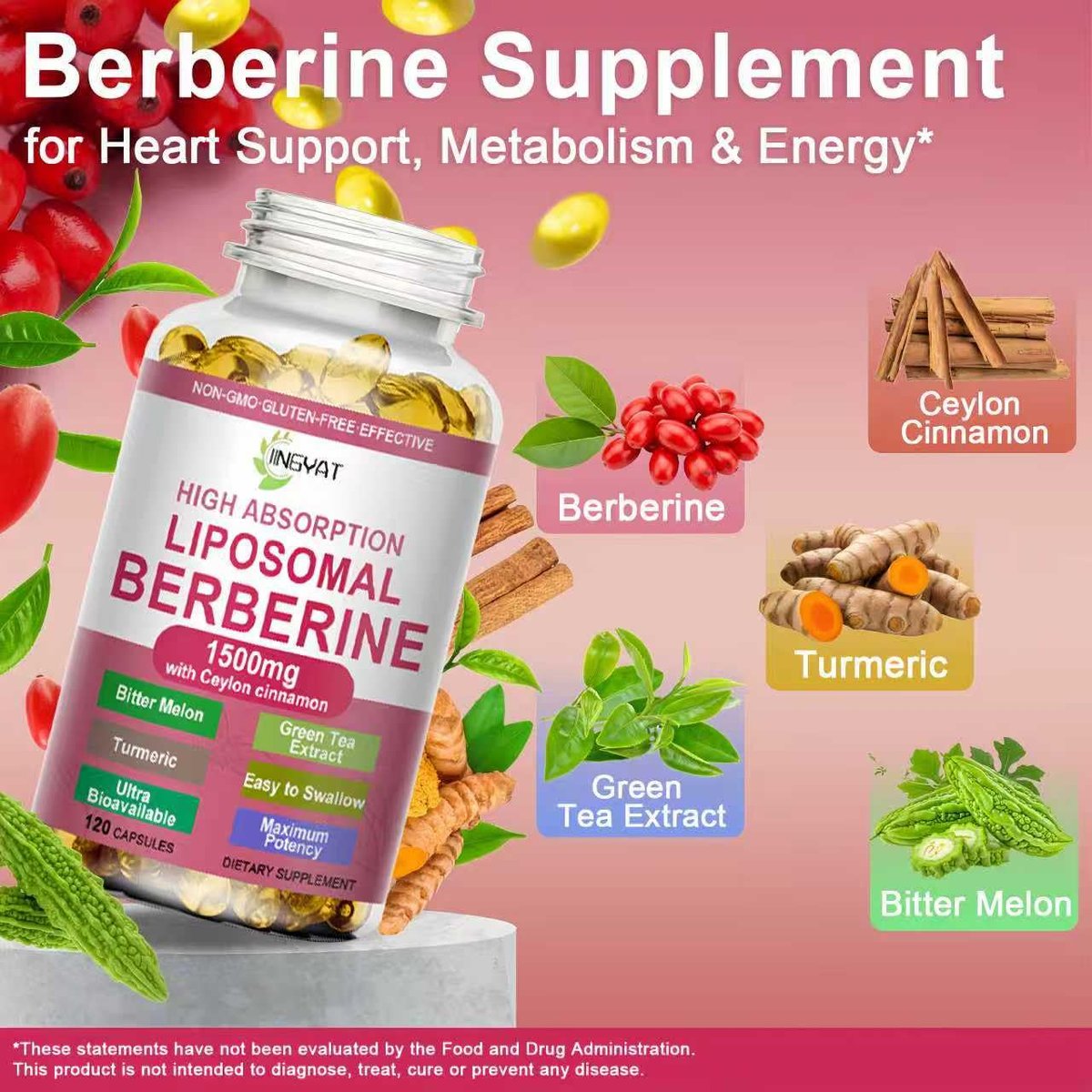 Berberin mit Ceylon-Zimt – Berberin Supplement 1500mg mit Bittermelone Kurkuma für Stoffwechsel, Immunsystem & Verdauung – Hochabsorbierende extra starke Berberin Softgels – Vegan, Nicht-GVO