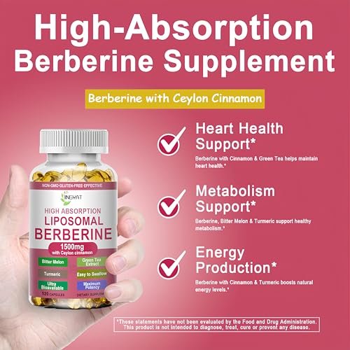 Berberin mit Ceylon-Zimt – Berberin Supplement 1500mg mit Bittermelone Kurkuma für Stoffwechsel, Immunsystem & Verdauung – Hochabsorbierende extra starke Berberin Softgels – Vegan, Nicht-GVO