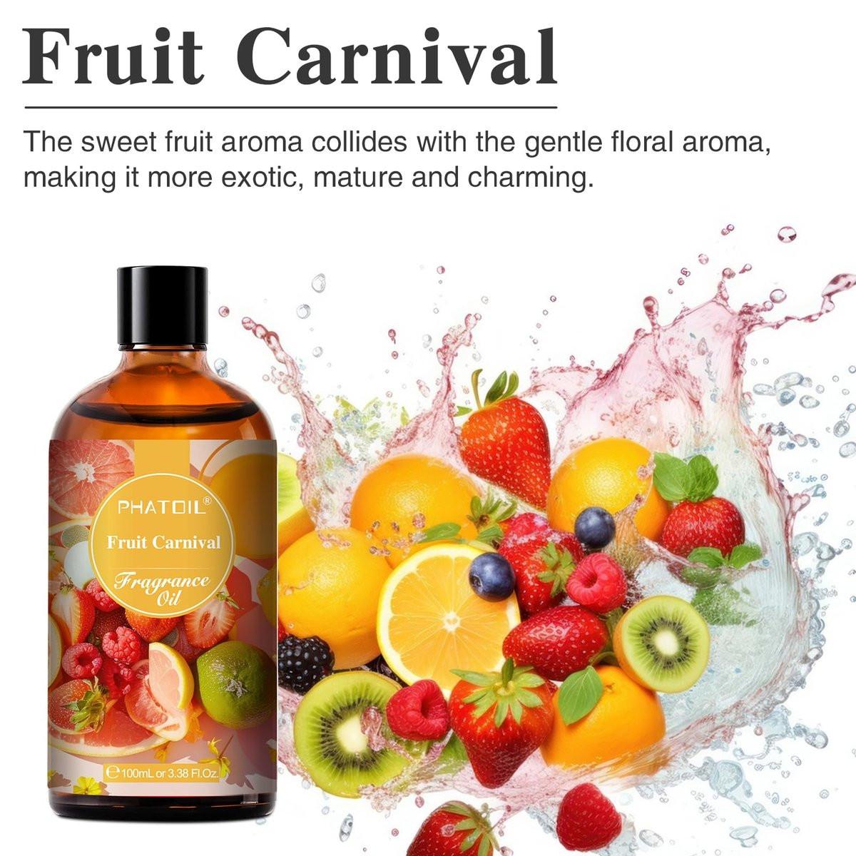 PHATOIL Fruchtkarneval Duftöl 100ml – Aromatherapie Öl für Diffuser, DIY Kerzen & Seifenherstellung