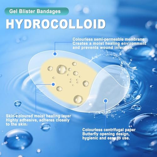 Arme Hydrokolloid-Bandagen, 120 Stück Gel-Blasenpflaster für Füße, wasserdichte Blasenpflaster zur Vorbeugung & Heilung, Hydroseal-Bandaids für Fersen- und Zehenschutz (4 Formen Sortiment)