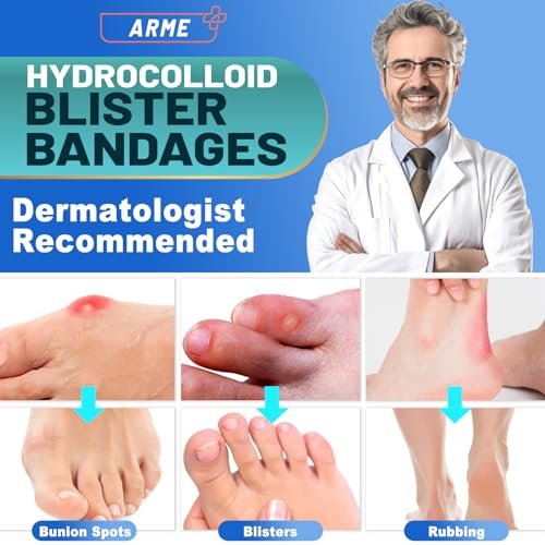 Arme Hydrokolloid-Bandagen, 120 Stück Gel-Blasenpflaster für Füße, wasserdichte Blasenpflaster zur Vorbeugung & Heilung, Hydroseal-Bandaids für Fersen- und Zehenschutz (4 Formen Sortiment)