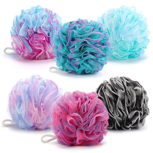BTYMS XXL Großer Loofah-Badeschwamm 100g/Stück, 6 Stück Peeling-Mesh-Pouf-Badebürsten Duschschwämme für Männer und Frauen