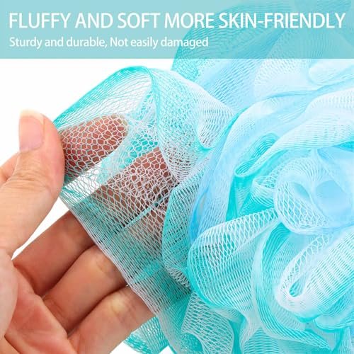 BTYMS XXL Großer Loofah-Badeschwamm 100g/Stück, 6 Stück Peeling-Mesh-Pouf-Badebürsten Duschschwämme für Männer und Frauen