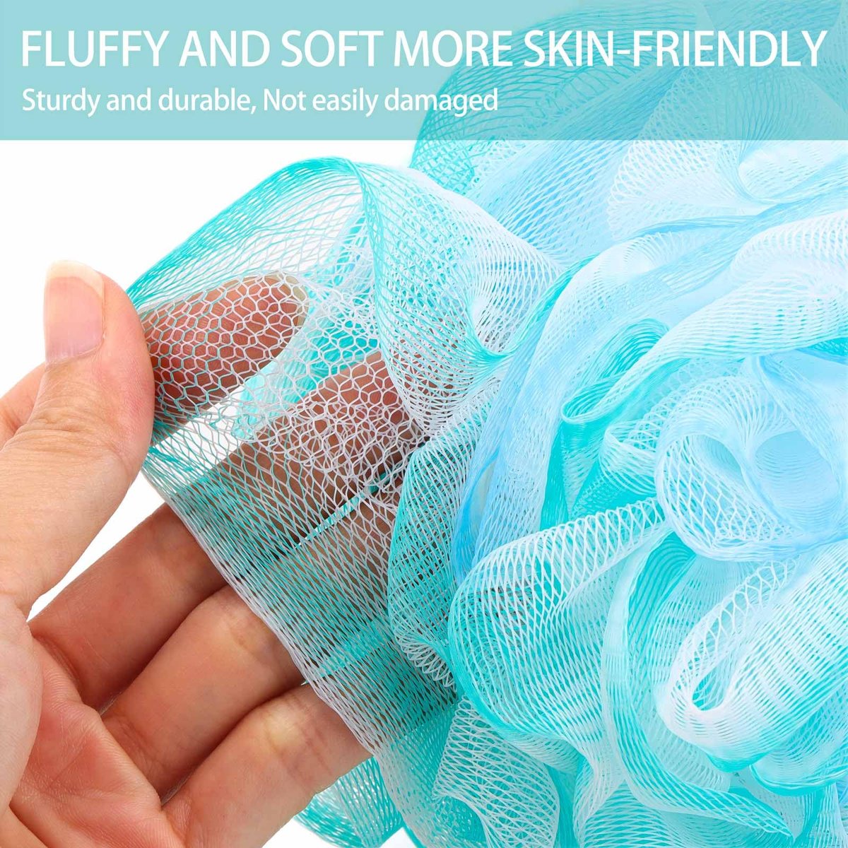 BTYMS XXL Großer Loofah-Badeschwamm 100g/Stück, 6 Stück Peeling-Mesh-Pouf-Badebürsten Duschschwämme für Männer und Frauen