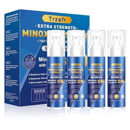 5% Minoxidil für Männer & Frauen - Haarwuchsserum & Haarregenerationsbehandlung | Extra Stärke mit Biotin | 6-Monats-Vorrat 4er-Pack (414 ml) | Klinisch erwiesen gegen Haarausfall & Bartwuchs