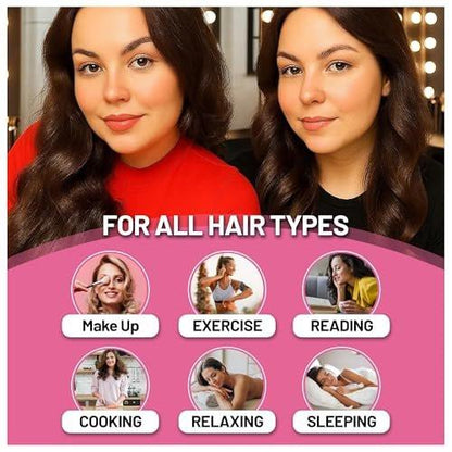 13-in-1 Heatless Curls Overnight Set – 8 Lockenwickler für die Nacht, Samthaube, Scrunchies & Clips – Extra Lange Lockenstäbe für schonende Locken ohne Hitze