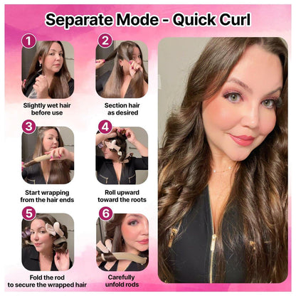 13-in-1 Heatless Curls Overnight Set – 8 Lockenwickler für die Nacht, Samthaube, Scrunchies & Clips – Extra Lange Lockenstäbe für schonende Locken ohne Hitze