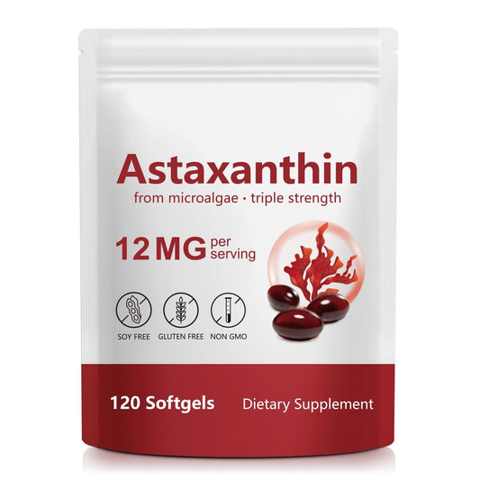Astaxanthin Kapseln – Unterstützt Augen-, Gelenk-, Kreislauf- und Hautgesundheit – Antioxidans Nahrungsergänzungsmittel (1 Beutel, 120 Kapseln)