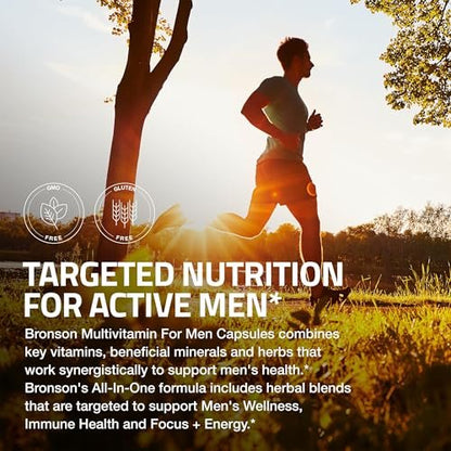 Bronson Multivitamin für Männer – Tägliche All-in-One-Formel mit wichtigen Vitaminen, Mineralien & Kräutern zur Unterstützung der Männergesundheit, 60 Kapseln