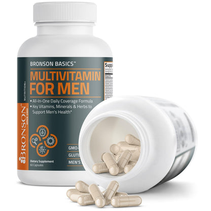 Bronson Multivitamin für Männer – Tägliche All-in-One-Formel mit wichtigen Vitaminen, Mineralien & Kräutern zur Unterstützung der Männergesundheit, 60 Kapseln
