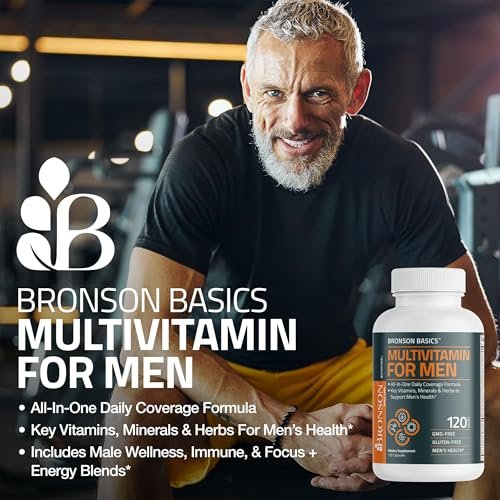 Bronson Multivitamin für Männer – Tägliche All-in-One-Formel mit wichtigen Vitaminen, Mineralien & Kräutern zur Unterstützung der Männergesundheit, 60 Kapseln