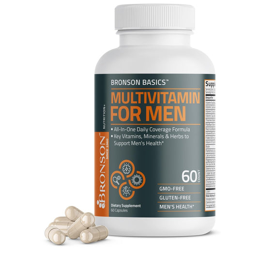 Bronson Multivitamin für Männer – Tägliche All-in-One-Formel mit wichtigen Vitaminen, Mineralien & Kräutern zur Unterstützung der Männergesundheit, 60 Kapseln