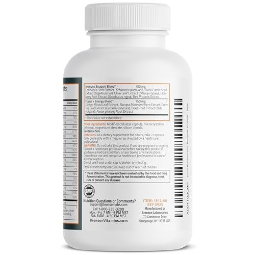 Bronson Multivitamin für Männer – Tägliche All-in-One-Formel mit wichtigen Vitaminen, Mineralien & Kräutern zur Unterstützung der Männergesundheit, 60 Kapseln