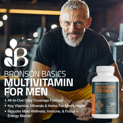 Bronson Multivitamin für Männer – Tägliche All-in-One-Formel mit wichtigen Vitaminen, Mineralien & Kräutern zur Unterstützung der Männergesundheit, 60 Kapseln