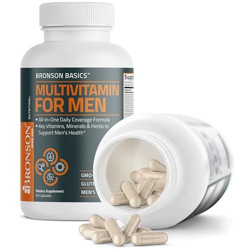 Bronson Multivitamin für Männer – Tägliche All-in-One-Formel mit wichtigen Vitaminen, Mineralien & Kräutern zur Unterstützung der Männergesundheit, 60 Kapseln