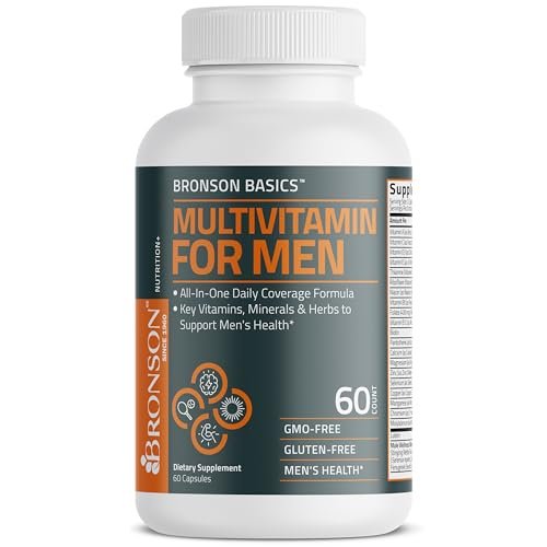 Bronson Multivitamin für Männer – Tägliche All-in-One-Formel mit wichtigen Vitaminen, Mineralien & Kräutern zur Unterstützung der Männergesundheit, 60 Kapseln