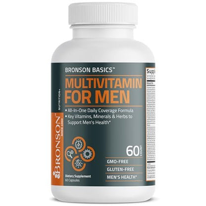 Bronson Multivitamin für Männer – Tägliche All-in-One-Formel mit wichtigen Vitaminen, Mineralien & Kräutern zur Unterstützung der Männergesundheit, 60 Kapseln