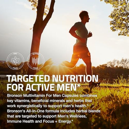 Bronson Multivitamin für Männer – Tägliche Rundum-Versorgung mit Vitaminen, Mineralstoffen und Kräutern zur Unterstützung der Männergesundheit, 120 Kapseln
