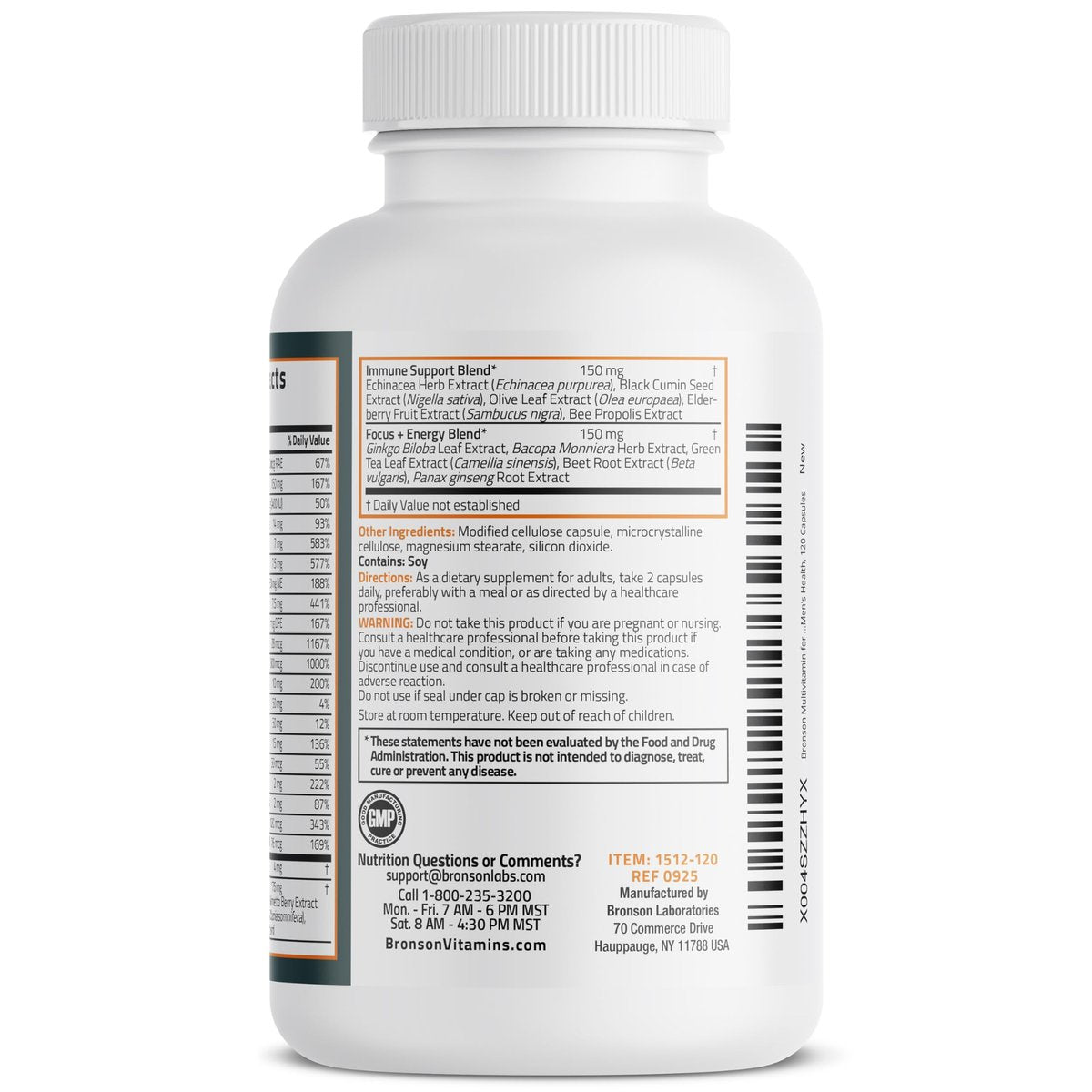 Bronson Multivitamin für Männer – Tägliche Rundum-Versorgung mit Vitaminen, Mineralstoffen und Kräutern zur Unterstützung der Männergesundheit, 120 Kapseln