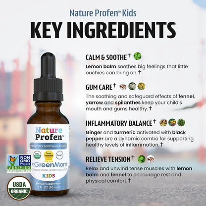 Dr. Green Mom Nature Profen Bio Kräutertropfen für Babys & Kinder – USDA Bio, natürliche Linderung bei Zahnen, Wachstumsschüben und gelegentlichen Beschwerden