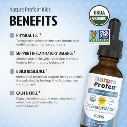Dr. Green Mom Nature Profen Bio Kräutertropfen für Babys & Kinder – USDA Bio, natürliche Linderung bei Zahnen, Wachstumsschüben und gelegentlichen Beschwerden