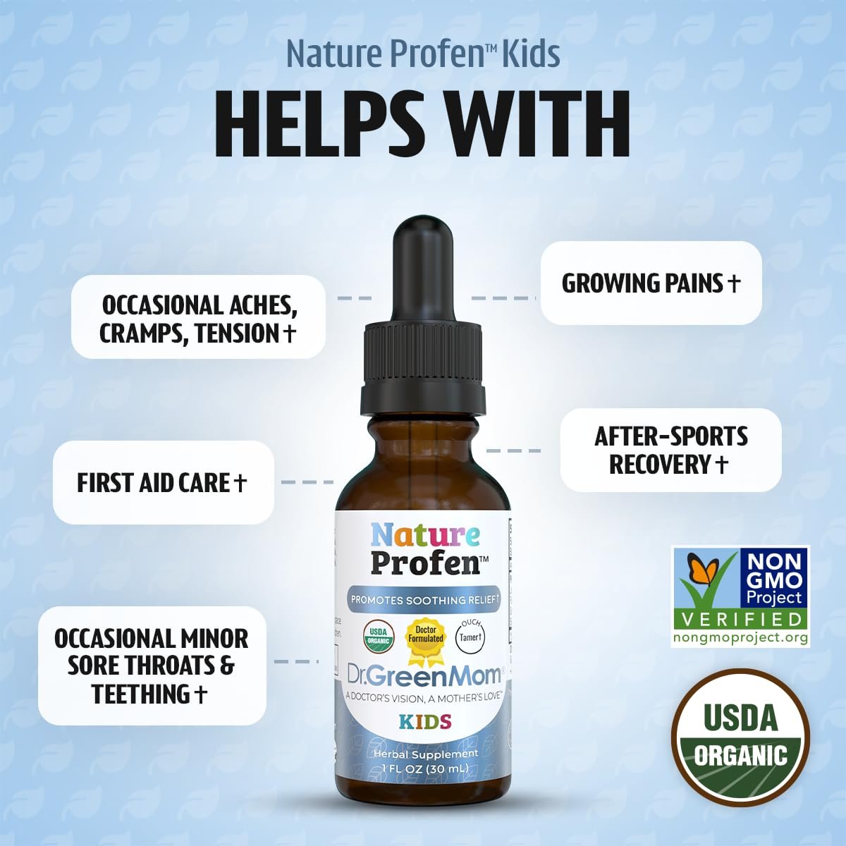 Dr. Green Mom Nature Profen Bio Kräutertropfen für Babys & Kinder – USDA Bio, natürliche Linderung bei Zahnen, Wachstumsschüben und gelegentlichen Beschwerden