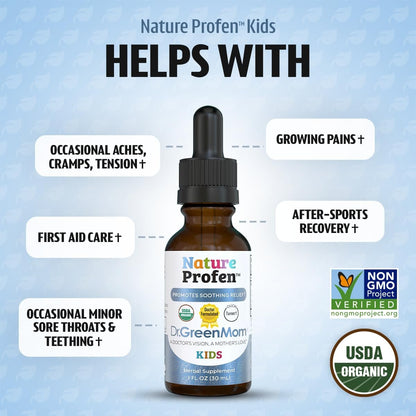 Dr. Green Mom Nature Profen Bio Kräutertropfen für Babys & Kinder – USDA Bio, natürliche Linderung bei Zahnen, Wachstumsschüben und gelegentlichen Beschwerden