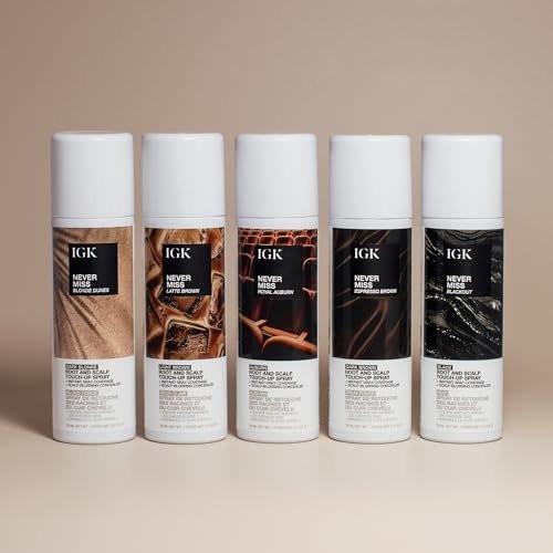 IGK Never Miss Root and Scalp Touch-Up Spray für graue Haare – Schwarz, schweißresistent, wasserfest, natürlicher Ansatz-Kaschierer, 59 ml