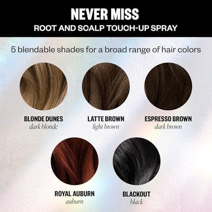 IGK Never Miss Root and Scalp Touch-Up Spray für graue Haare – Schwarz, schweißresistent, wasserfest, natürlicher Ansatz-Kaschierer, 59 ml