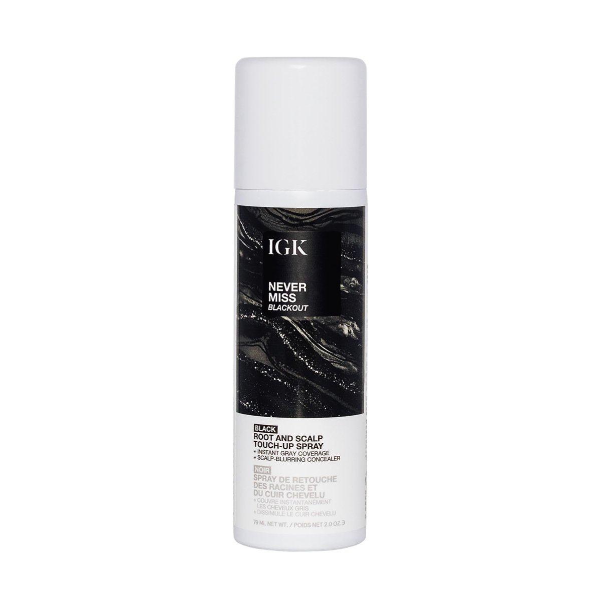 IGK Never Miss Root and Scalp Touch-Up Spray für graue Haare – Schwarz, schweißresistent, wasserfest, natürlicher Ansatz-Kaschierer, 59 ml