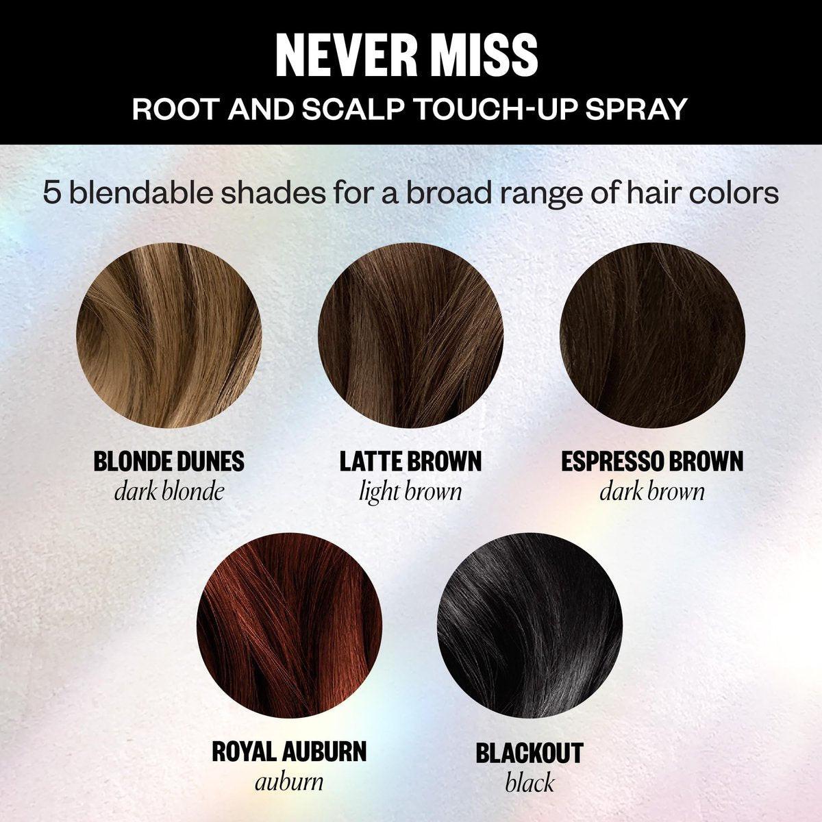 IGK Never Miss Root and Scalp Touch-Up Spray für graue Haare – Schwarz, schweißresistent, wasserfest, natürlicher Ansatz-Kaschierer, 59 ml