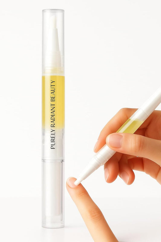 Purely Radiant Beauty Nagelwachstumsöl – Natürliches Nagelhautserum für stärkere Nägel & gesundes Wachstum | Jojoba, Rizinus, Kokos & Argan Öle | Verhindert Brüche, Abblättern & Sprödigkeit (3 ml)