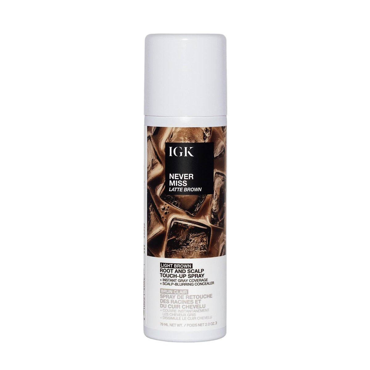 IGK NEVER MISS Root & Scalp Touch-Up Spray – Hellbraun | Temporärer Grauhaar-Ansatz-Kaschierer für dünner werdendes Haar | Wasserfest, schweißresistent, kein Abblättern | Mit Biotin, Rosmarin & Squalan | 60 ml
