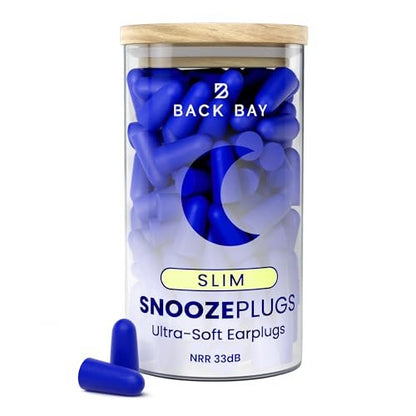 SnoozePlugs Slim – Kleine Ohrstöpsel für enge Gehörgänge, 60 Paar, 33 dB NRR, Memory-Schaum, Schlaf-Ohrstöpsel für Frauen