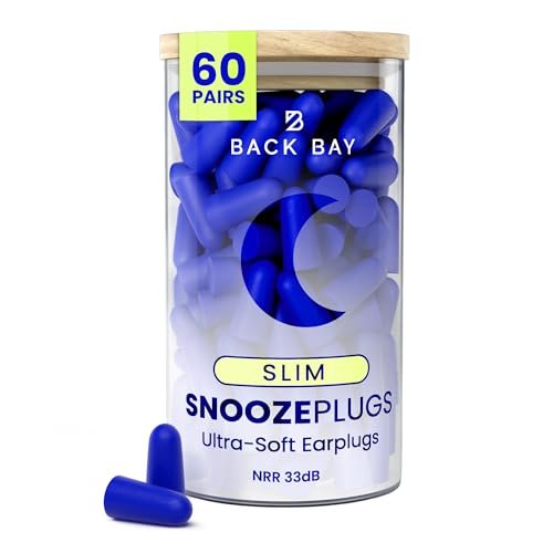 SnoozePlugs Slim – Kleine Ohrstöpsel für enge Gehörgänge, 60 Paar, 33 dB NRR, Memory-Schaum, Schlaf-Ohrstöpsel für Frauen