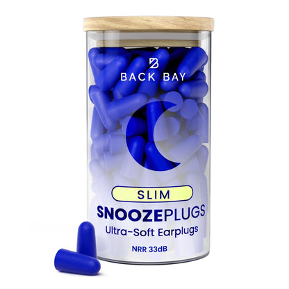 SnoozePlugs Slim – Kleine Ohrstöpsel für enge Gehörgänge, 60 Paar, 33 dB NRR, Memory-Schaum, Schlaf-Ohrstöpsel für Frauen