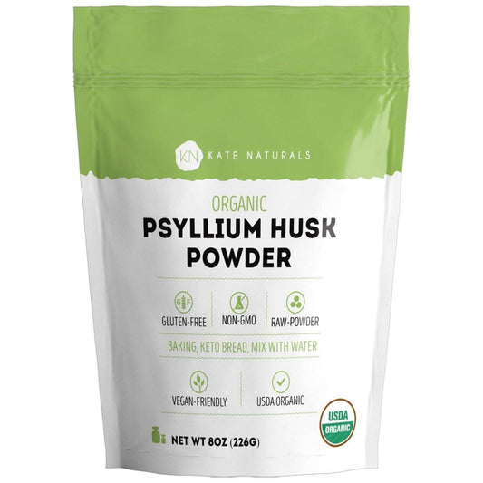 Kate Naturals Psylliumschalenpulver – Bio, glutenfrei, fein gemahlen – 227 g für Ballaststoffe, Verdauung & Backen