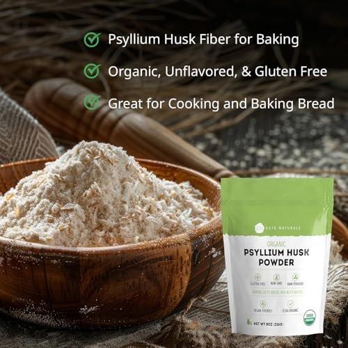 Kate Naturals Psylliumschalenpulver – Bio, glutenfrei, fein gemahlen – 227 g für Ballaststoffe, Verdauung & Backen