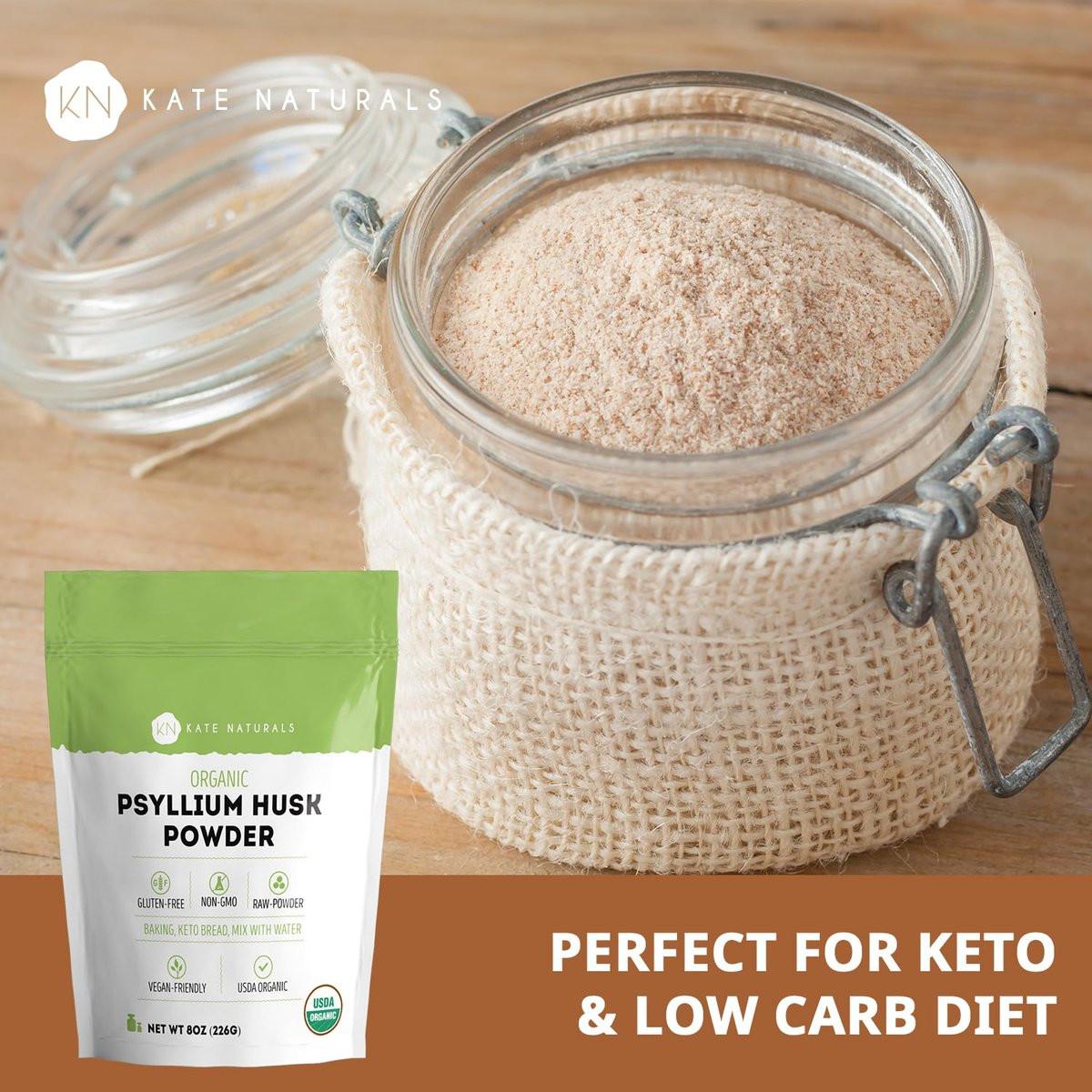 Kate Naturals Psylliumschalenpulver – Bio, glutenfrei, fein gemahlen – 227 g für Ballaststoffe, Verdauung & Backen