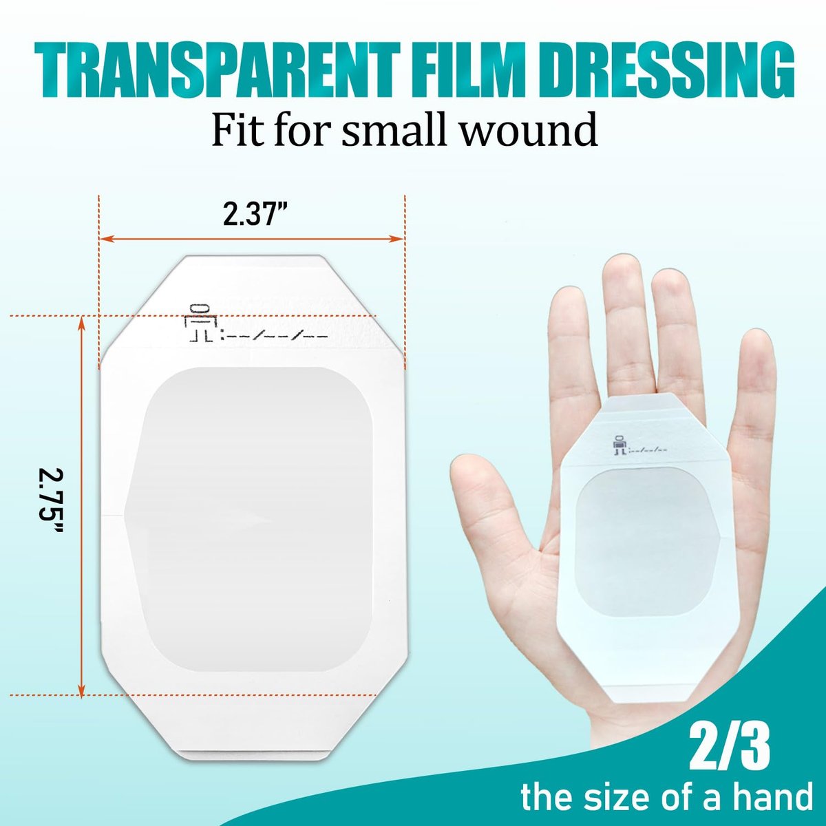 Transparente Wundauflage 100 Stück 2,37" x 2,75" - wasserdichte, klare Pflaster für Tattoo-Nachsorge, Narbenbehandlung und Wundversorgung