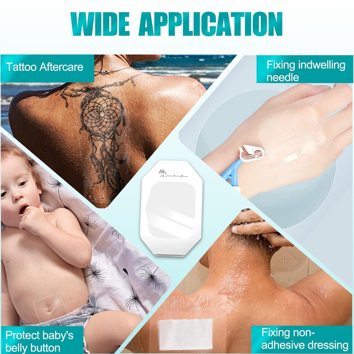 Transparente Wundauflage 100 Stück 2,37" x 2,75" - wasserdichte, klare Pflaster für Tattoo-Nachsorge, Narbenbehandlung und Wundversorgung