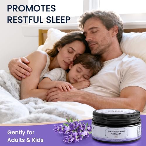 QUELTIS Magnesium Creme – Magnesium Lotion für Schlaf, Schmerzen & Wadenkrämpfe, topisches Magnesiumchlorid für Muskelentspannung, Beruhigung & Feuchtigkeit – hautfreundlich & sicher für Kinder & Erwachsene (Lavendel)