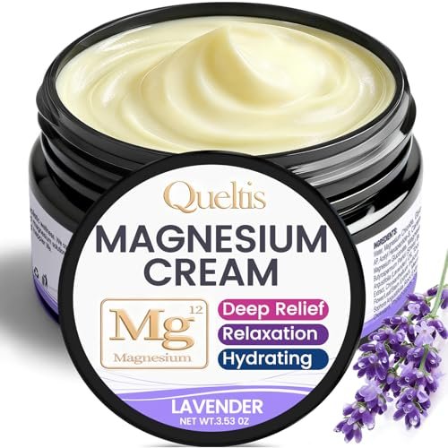 QUELTIS Magnesium Creme – Magnesium Lotion für Schlaf, Schmerzen & Wadenkrämpfe, topisches Magnesiumchlorid für Muskelentspannung, Beruhigung & Feuchtigkeit – hautfreundlich & sicher für Kinder & Erwachsene (Lavendel)