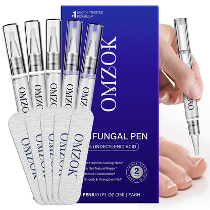 Nagelpilz Stift - 25% Undecylensäure, Teebaumöl - Extra starke Nagelpilzbehandlung für Zehennägel, Fußpilz Nagelbehandlung - 5 Stifte