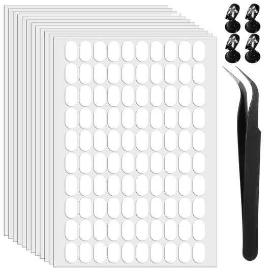 1200 Stück doppelseitige Klebenägel für Press-On-Nägel, vorgeschnittene Klebestreifen mit Pinzette, Nagelkunst-Ständer, Übungshalter, Farbkartenbuch