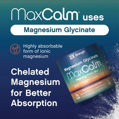 Max Calm Entspannungsgetränk-Pulver | Himbeer-Zitronen-Geschmack | Magnesiumglycinat, KSM-66 Ashwagandha, L-Theanin & Vitamin D3 | MaxCalm | Glutenfrei, Vegan | 227 g Pulver