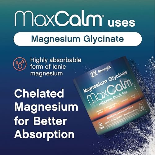 Max Calm Entspannungsgetränk-Pulver | Himbeer-Zitronen-Geschmack | Magnesiumglycinat, KSM-66 Ashwagandha, L-Theanin & Vitamin D3 | MaxCalm | Glutenfrei, Vegan | 227 g Pulver
