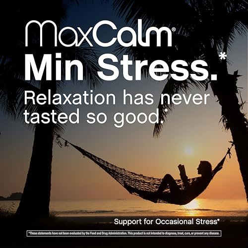 Max Calm Entspannungsgetränk-Pulver | Himbeer-Zitronen-Geschmack | Magnesiumglycinat, KSM-66 Ashwagandha, L-Theanin & Vitamin D3 | MaxCalm | Glutenfrei, Vegan | 227 g Pulver