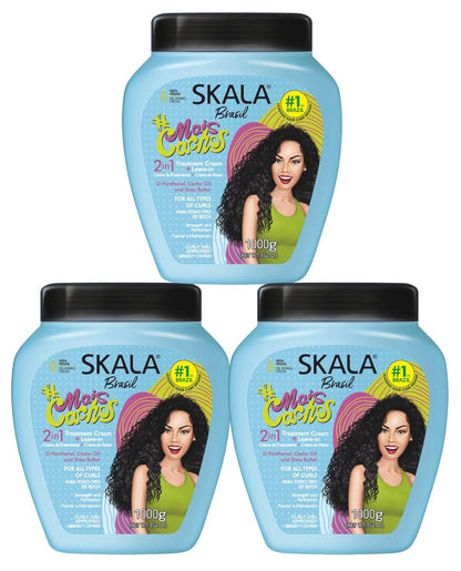 SKALA Mais Cachos Hydrates Curls 2-in-1 Conditioner & Entwirrungscreme für Locken – 3er-Pack (35,2 Unzen) – Beseitigt Frizz